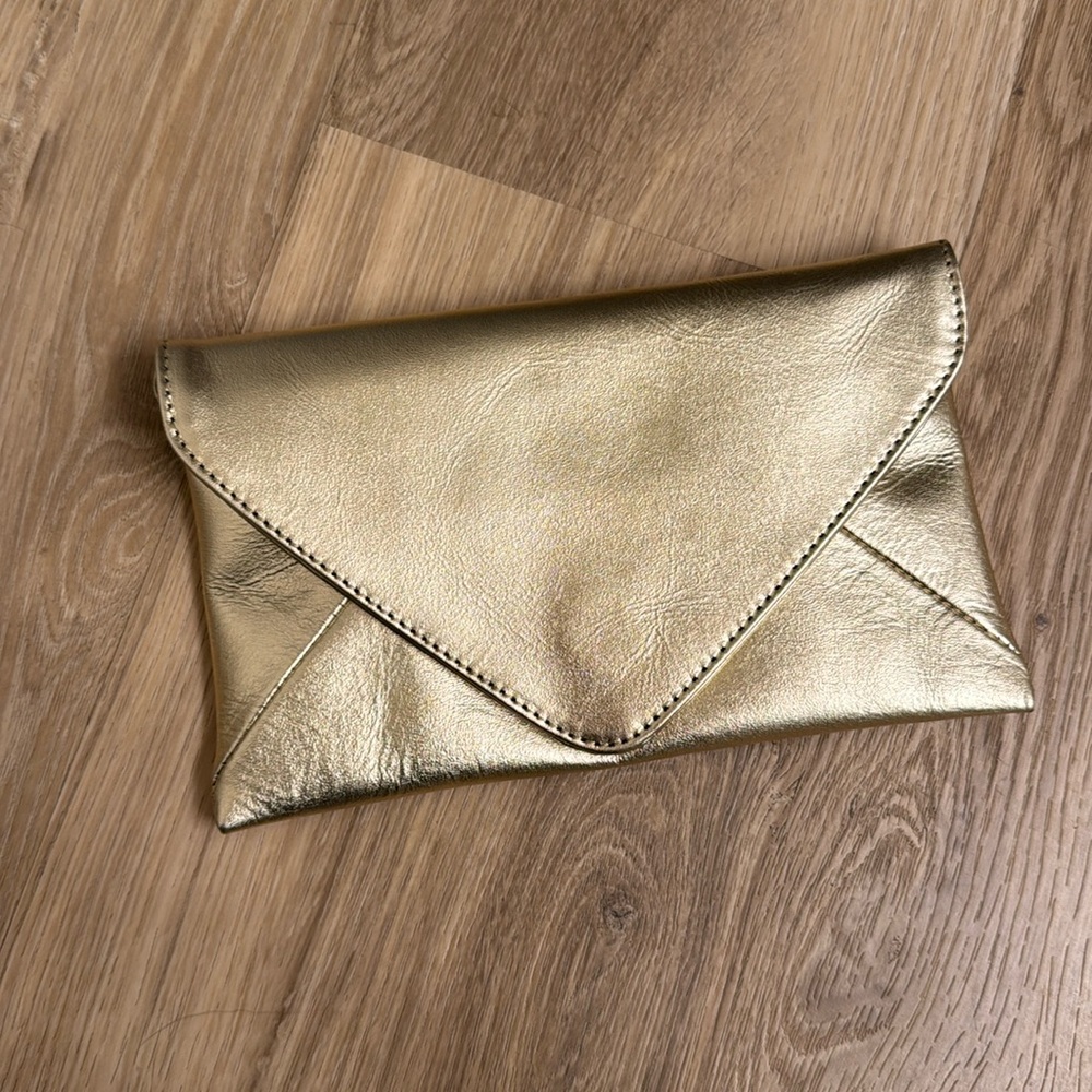 NWOT GOLD LEATHER CLUTCH